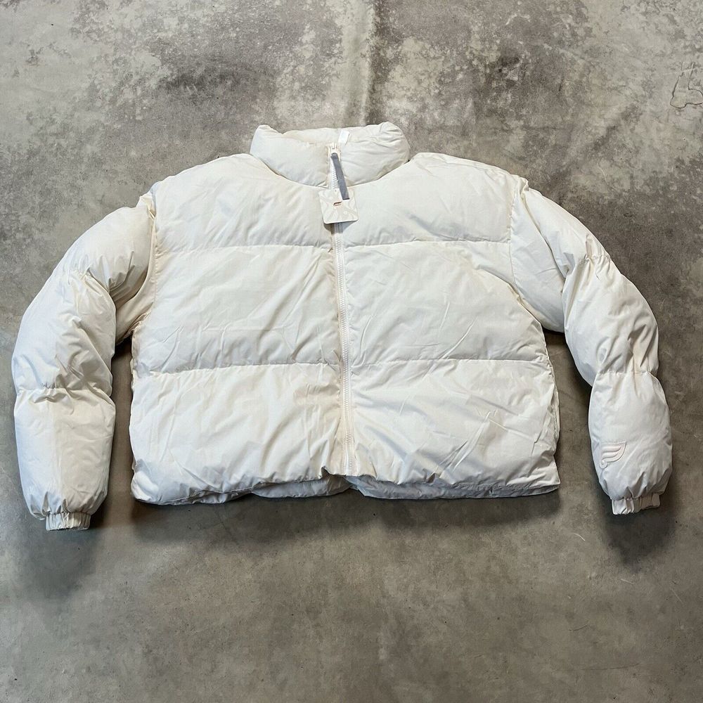 Fabletics Coat Womens Size XL Wander Cropped‎ Puffer Ivory High Collar